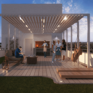 Render de terrazas del complejo