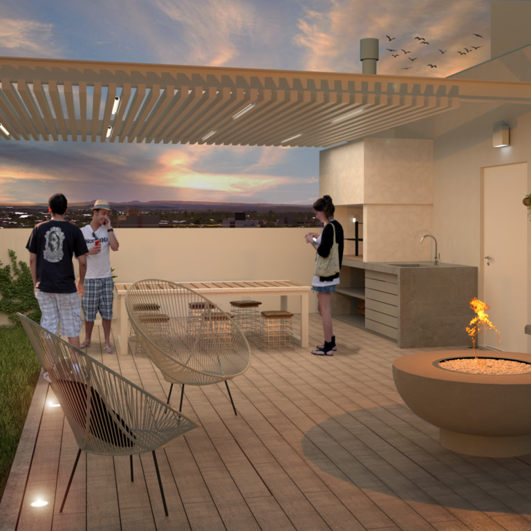 Render de terrazas del complejo
