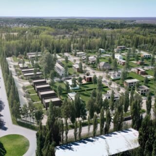 Vista aérea de render de El Pinar